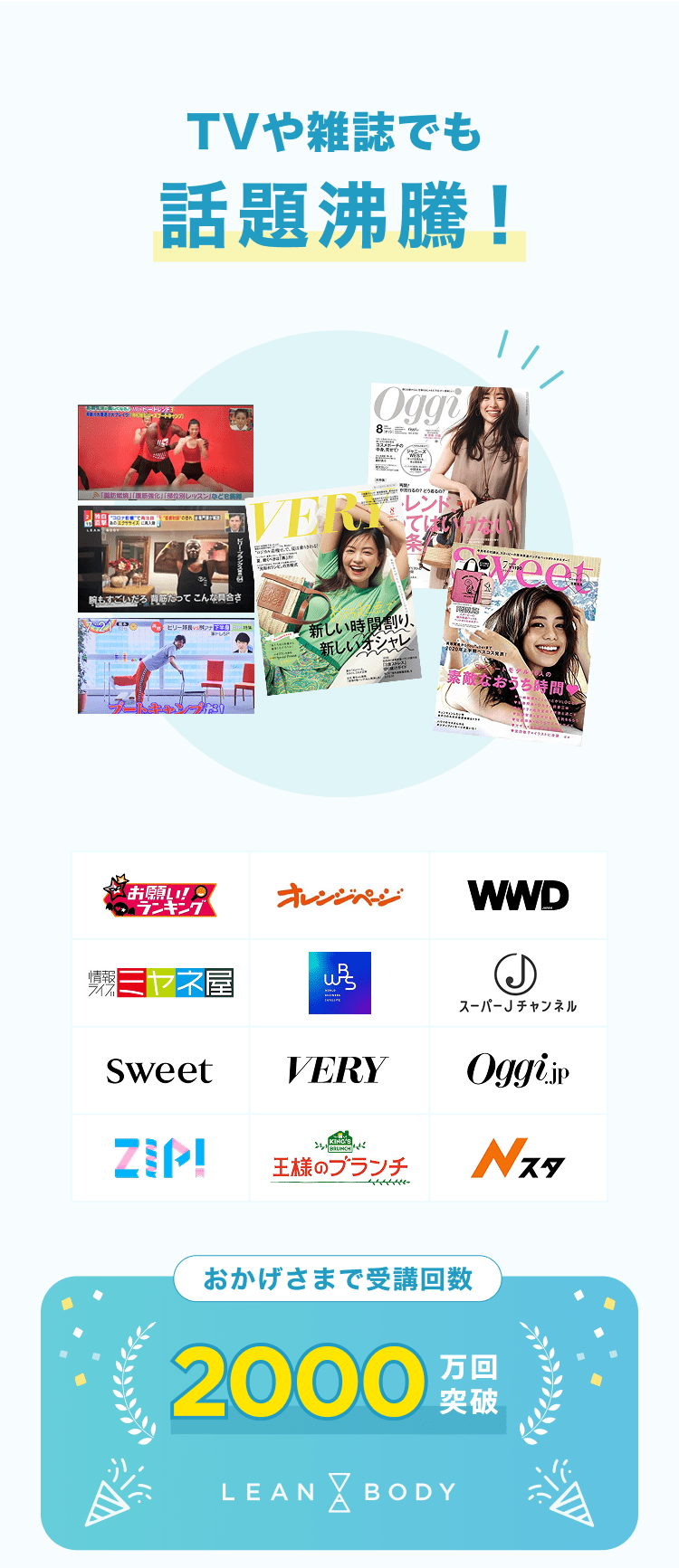 TVや雑誌でも話題沸騰！おかげさまで受講回数2000万回突破！