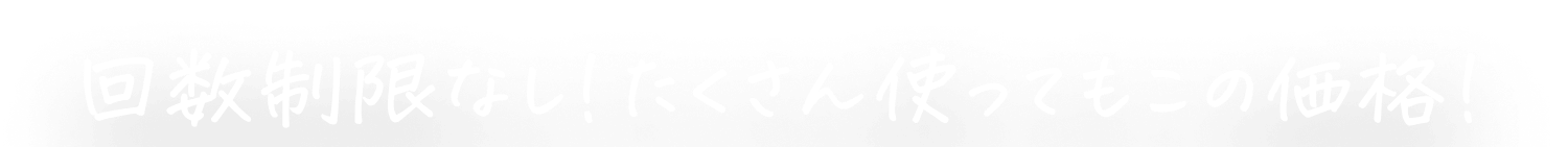 回数制限なし！たくさん使ってもこの価格！